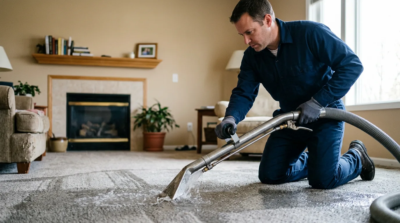 Water damage restoration technician working near Florence, NJ